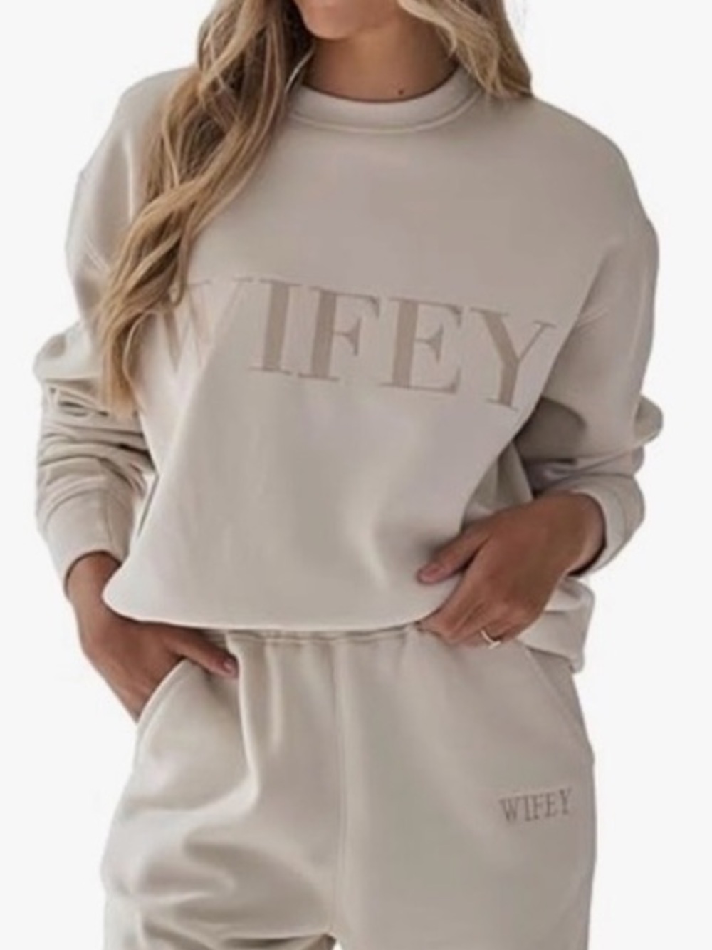 NWT Wifey Cream Crewneck Sweatshirt S - Six Stories